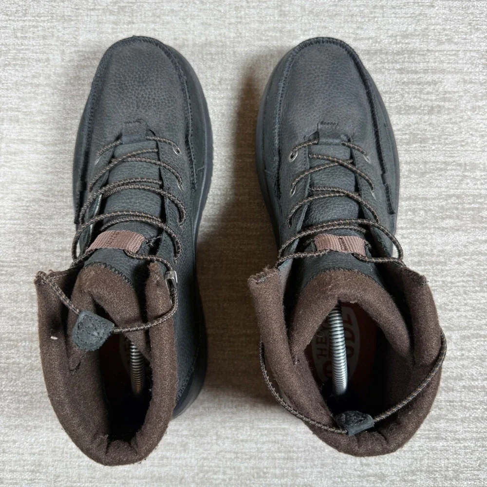 Hey Dude Mens 11 Bradley Boot Leather Black Wool Lining Moc Toe Chukka Boots